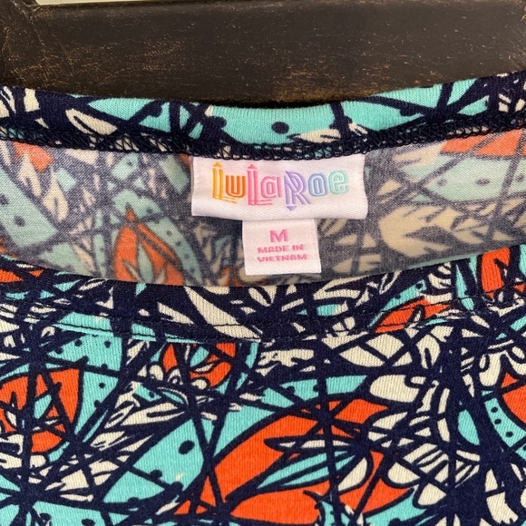 LulaRoe Dress Medium teal orange multicolored Knee length - Picture 4 of 5
